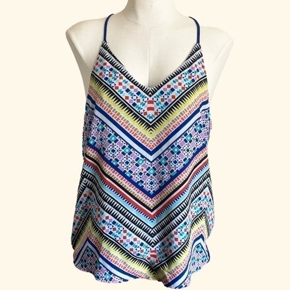 Reversible Maurice's Multi-colour and Navy BlueSleeveless Blouse -Medium NWOT - Picture 1 of 7